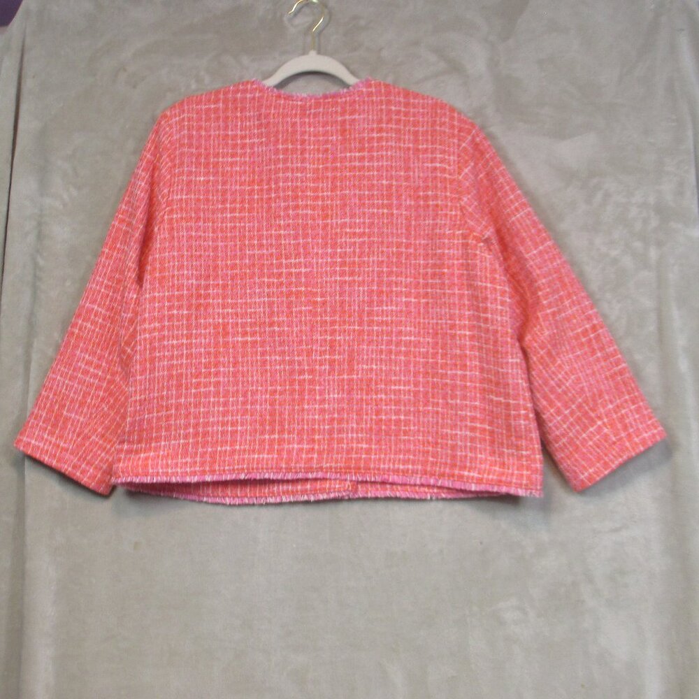 NWT J Jill Womens Blazer Size LP Dahlia Tweed Clementine Fringe Pockets Jacket - Picture 3 of 10